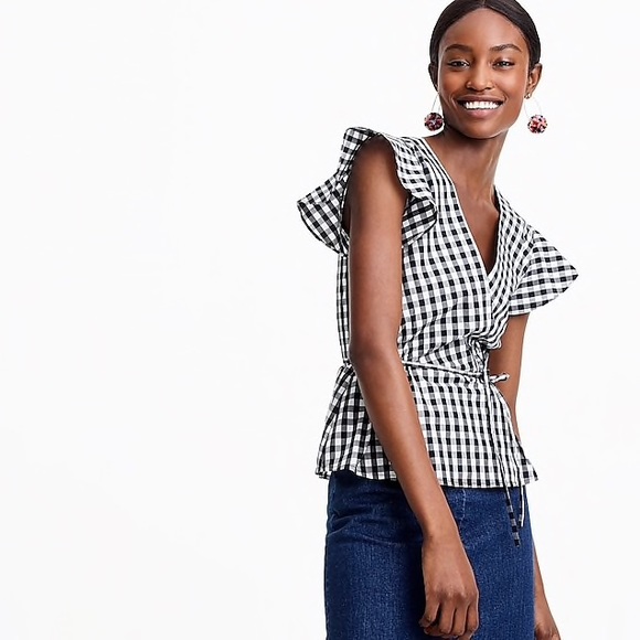 J. Crew flutter sleeve wrap top - Picture 3 of 7